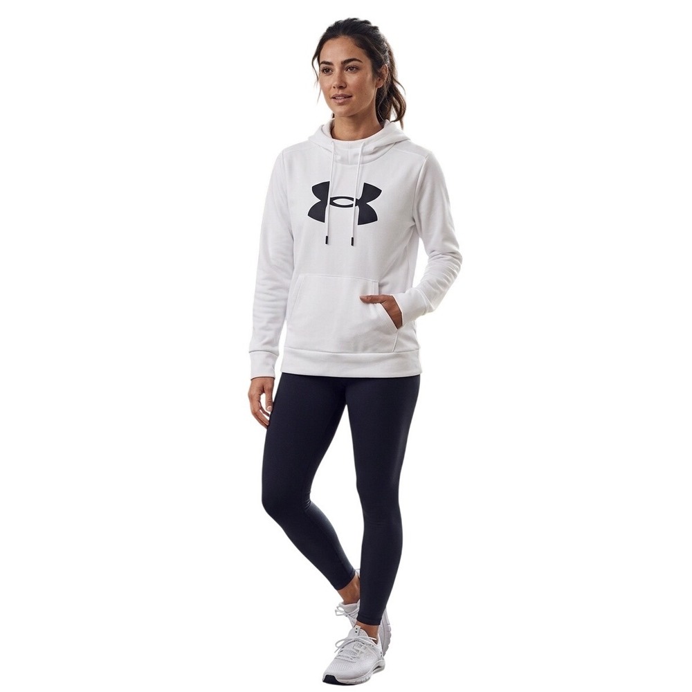 Under Armour women's White Logo Athleisure Fleece Hoodie Sweatshirt 
Size S